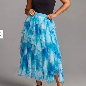 NWT The Chéri Ruffled Tulle Midi Skirt by Anthropologie 3X